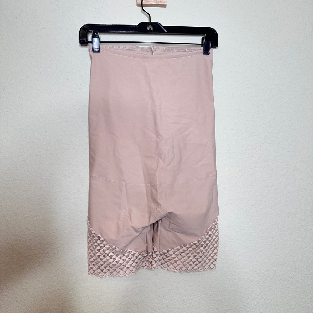 Simone Perele Subtile High Waist Shaper Shorts Lace Trim Blush 19Y671 Size 5
